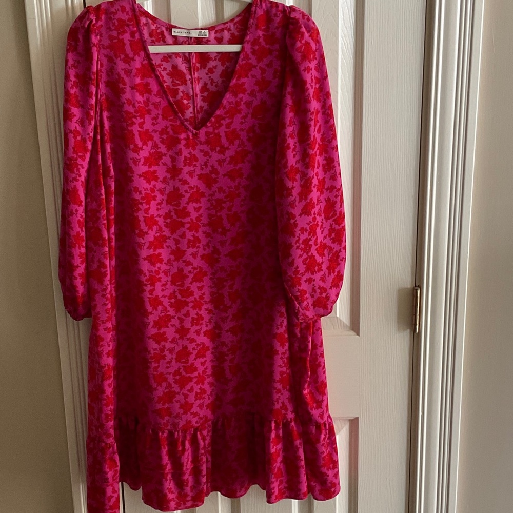 Pink Floral V-Neck Dress